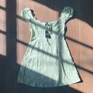 Forever 21 Mint Puff Sleeve Skater Mini Dress